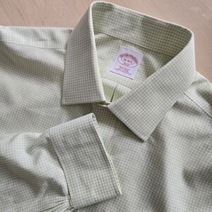 Brooks Brothers Light Green Checkered Dress Shirt